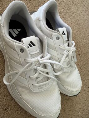 adidas Men's White Athletic GOLF Sneakers with Subtle Black Logo